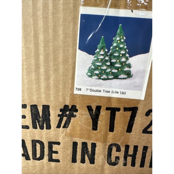 Vintage Ceramic Christmas Double Tree Snow Lighted Christmas Giant - Picture 7 of 7